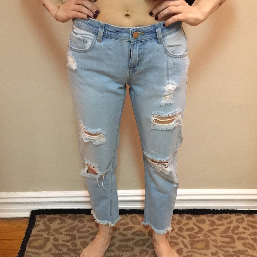 Zara Destroyed Light Wash Denim *Worn Once*